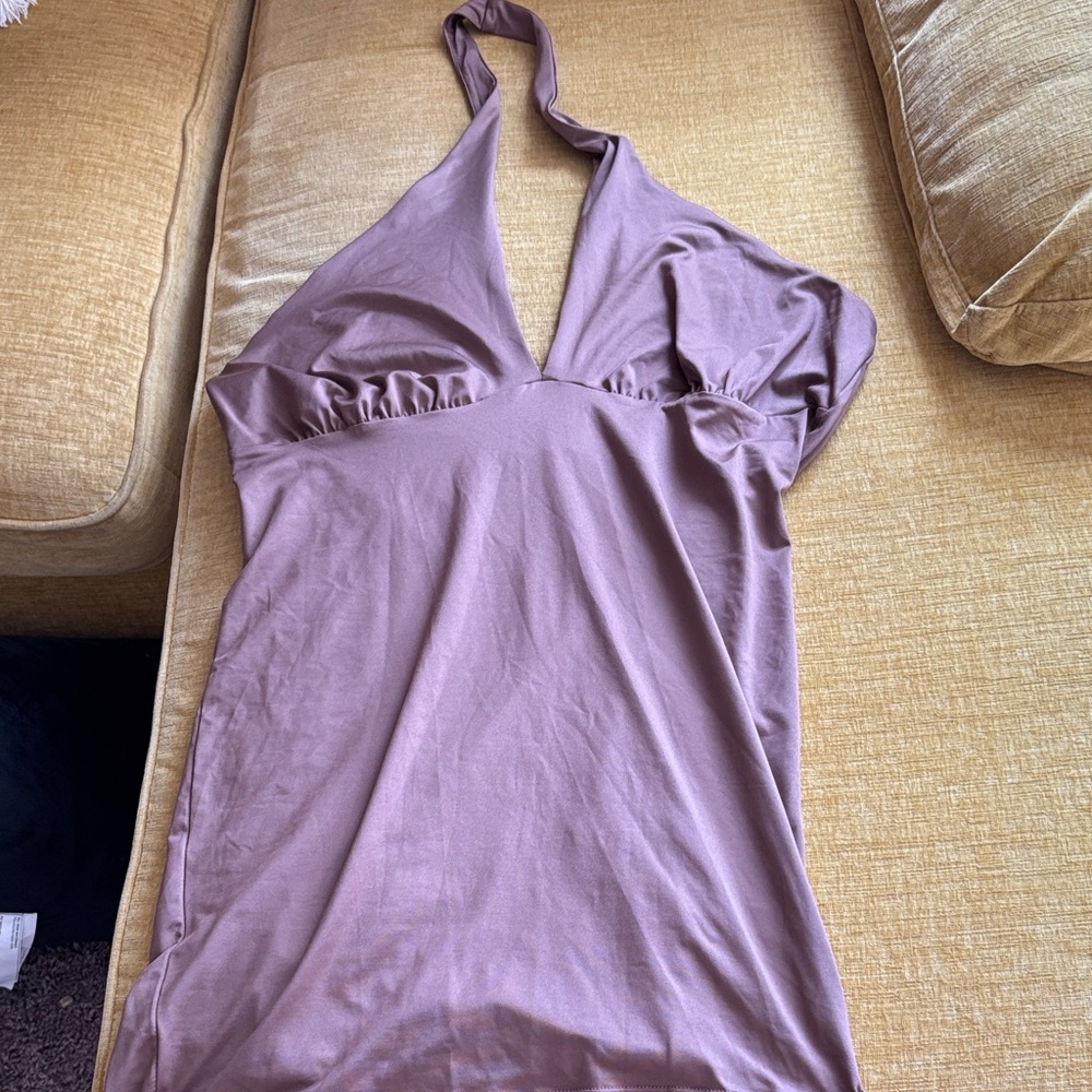 Brown H&M Halter Neck Dress